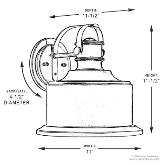 Urban Ambiance Luxury Luxe Industrial Outdoor Wall Light,  11-1/2"H x 11"W,  Olde Bronze Finish, UHP1042 image {5}
