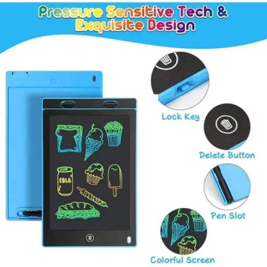 MOVSSOU 2 Pack LCD Writing Tablet 10in Colorful Toddler Drawing Pad Doodle Board Erasable Electronic Drawing Pad image {2}