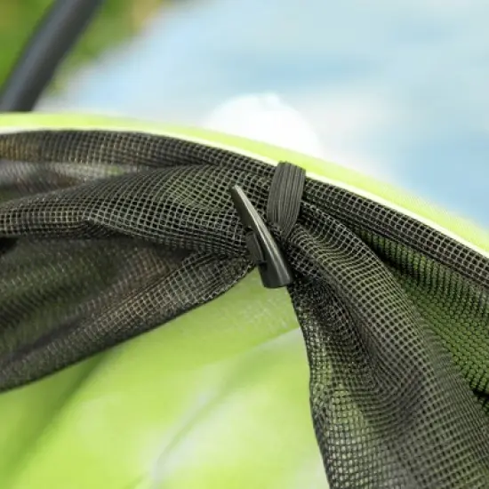 PawHut Dog Stroller, 3 Wheels Pet Stroller w/ One-Hand Fold, Rubber Wheels, Storage Bag, Soft Cushion, Safety Leash, for S & M Dogs, Yellowish Green image {5}