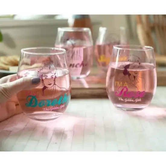 Silver Buffalo The Golden Girls Stemless Wine Glass Collectible Set of 4 | Each Holds 20 Ounces image {1}