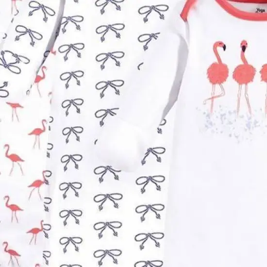 Yoga Sprout Baby Girl Cotton Long-Sleeve Gowns 3pk, Flamingo image {2}