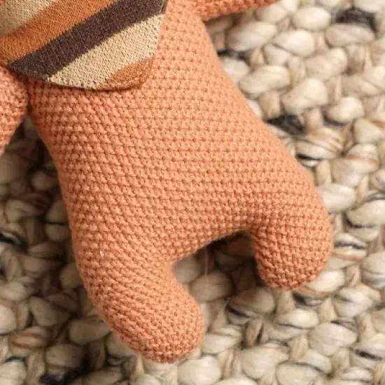 INFURNIC Baby and Toddler Learning Toys Ultra Soft Handmade Cotton Knitted Bunny Plush Toy for Cozy Nursery Comfort, Khaki, 16"*10"*1" image {2}