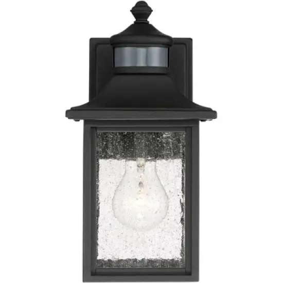John Timberland Moray Bay Mission Outdoor Wall Light Fixture Black Motion Sensor Dusk to Dawn 11 1/2" Seedy Glass for Post Exterior Barn Deck House image {4}