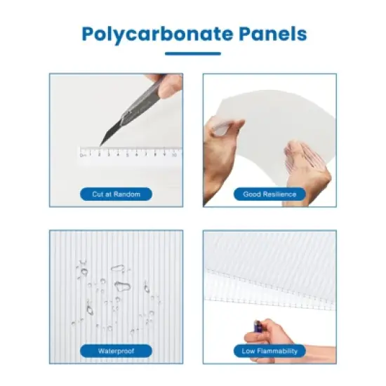 Aoodor 6Pcs Polycarbonate Greenhouse Panels, Waterproof, UV Protected Reinforced Twin-Wall Clear Sheets for Durability image {5}