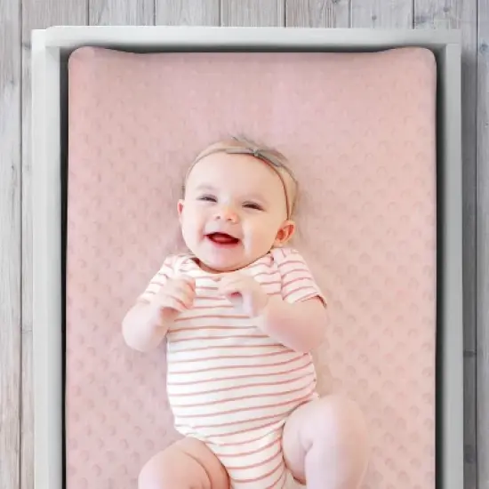 The Peanutshell Changing Pad Cover for Baby Girls, Daisy Plush Minky, Pink image {2}