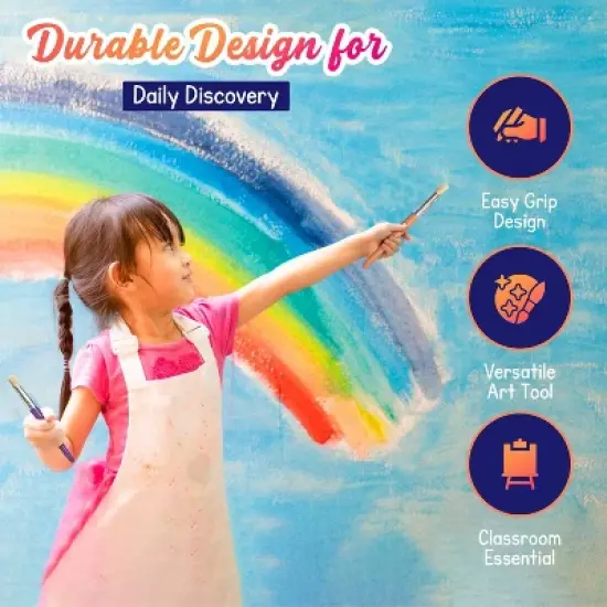 4E's Novelty 12Pcs Kids Paint Brushes, Thick Paint Tools for Kids for Arts and Crafts image {2}