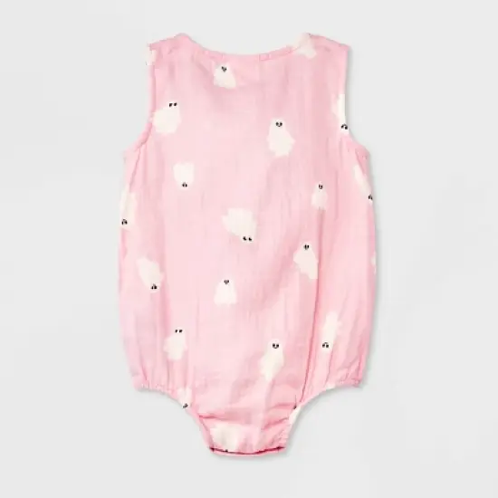 Baby Girls' Ghost Gauze Sleeveless Romper - Cat & Jack&trade; Light Pink image {1}