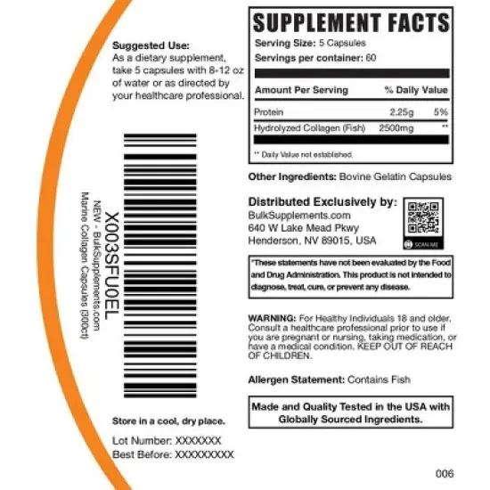 BulkSupplements Marine Collagen (Fish) Capsules image {5}