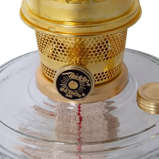 Aladdin Wall Mount Oil Lamp, Genie III Regency Fuel Lighting for Homesteaders or Emergencies, Clear Glass, 18 inches tall, Brass Trim image {2}