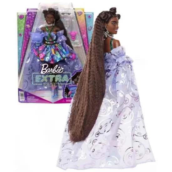 Barbie Superior Fashionista Runway Doll in Teddy-Print Gown with Long Fringe Hair image {1}