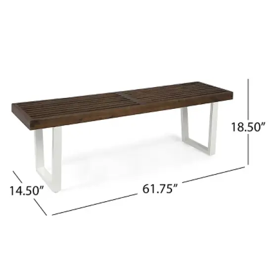 Dexmalle Modern Dark Brown and White Patio Dining Bench image {6}