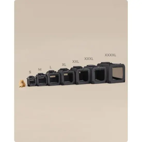 Feandrea Dog Carrier, Collapsible Pet Carrier, Portable Soft Dog Crate, Oxford Fabric, Mesh, Metal Frame, with Handle, 48 x 31 x 31 Inches, Black image {3}