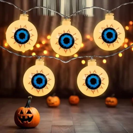 Northlight LED Bloodshot Eyeball Halloween Lights - 4.5' Clear Wire - Warm White Lights - 10ct image {1}