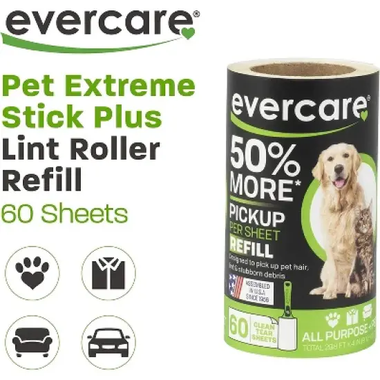 Evercare All Purpose Pet Hair Lint Roller Refills, 60 Sheets image {1}