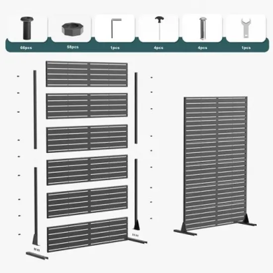 PexFix 72 in. x 47 in. Outdoor Metal Privacy Screen Garden Fence image {5}