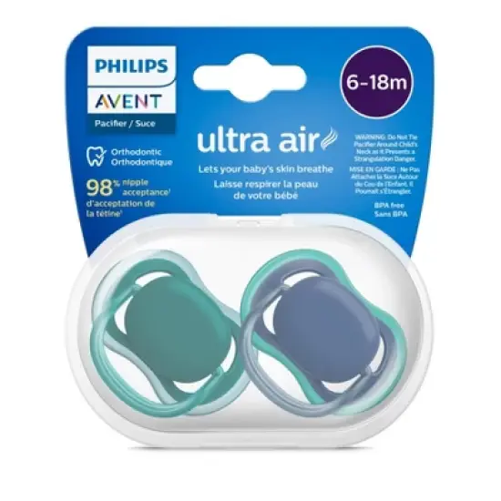 Avent Philips Ultra Air Pacifier 6-18 Months - Deep Opal/Steel Blue - 4pk image {10}