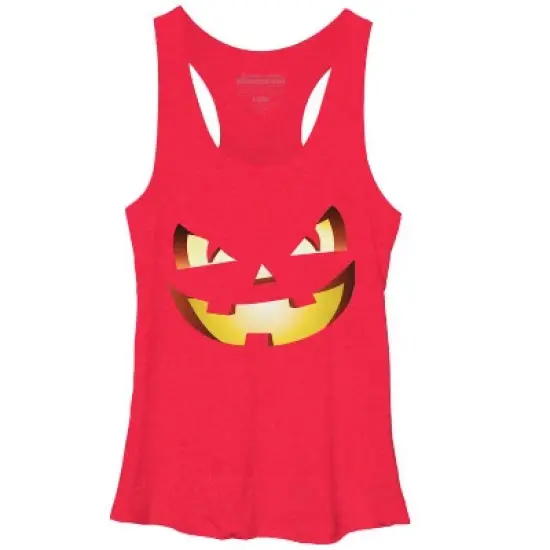 Women's Design By Humans Halloween Pumpkin Evil Smiley Face By artdim Racerback Tank Top image {7}
