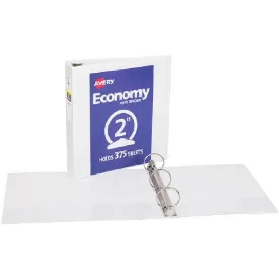 Avery Economy View 3 Ring Binder, 2" Round Rings, 1 White Binder (05780) image {5}