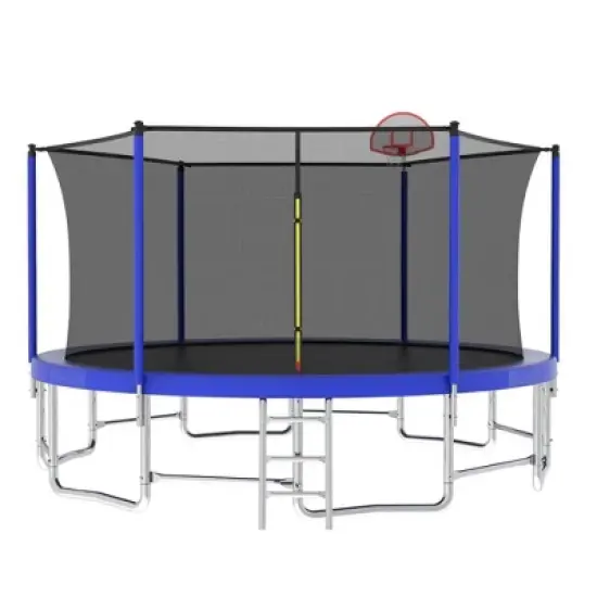 QingMoon 16FT Trampoline Outdoor With Basketball Hoop,UV-resistant Safety Trampoline Fence,6 High Safety Fence Poles For Kids And Adults image {8}