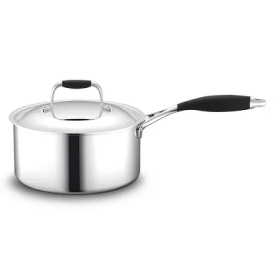 NutriChef 3 Quart Stainless-Steel Saucepan With Lid Cookware image {1}