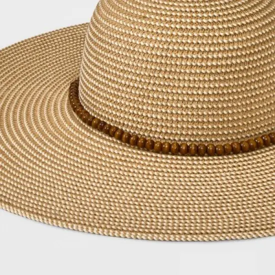 Wide Brim Straw with Beads Floppy Hat - A New Day&trade; image {2}