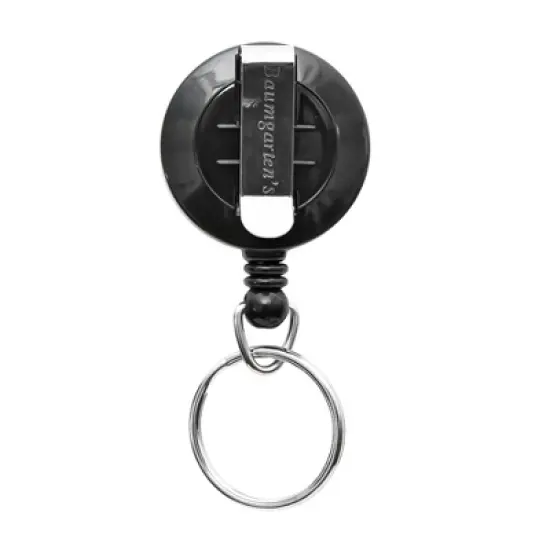SICURIX Standard Round ID Badge Reel with Belt Clip & Key Ring, Black, Pack of 6 image {4}