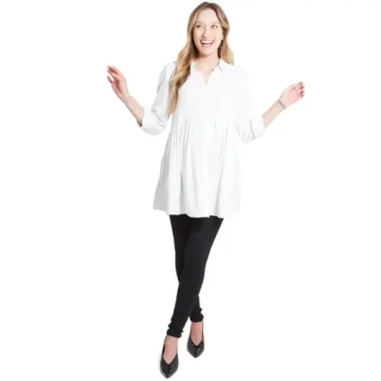 Ingrid & Isabel Women's Maternity Peplum Button Down Shirt image {7}