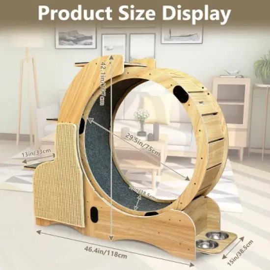 Cat Running Wheel For Large Cat Up To 44Lbs,  Cat Exercise Wheel With Silent Wheel-Cuddlewood image {3}