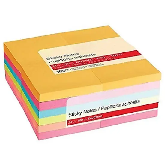 MyOfficeInnovations Stickies Standard Notes 3" x 3" Assorted 100 Sh./Pad 24 Pads/PK 24295902 image {5}