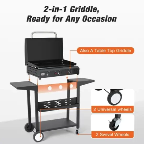 WARMOUNTS 23" Portable Gas Griddle BBQ Grill Perfect for Outdoor Gathering image {1}