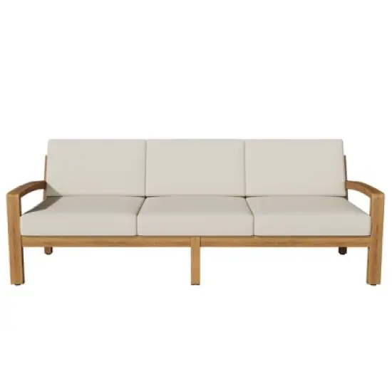 FIONECA 3-Piece L-Shaped Acacia Wood Patio Sectional Sofa Set with Cushions, Outdoor Conversation Set for Garden, Deck, or Balcony image {8}