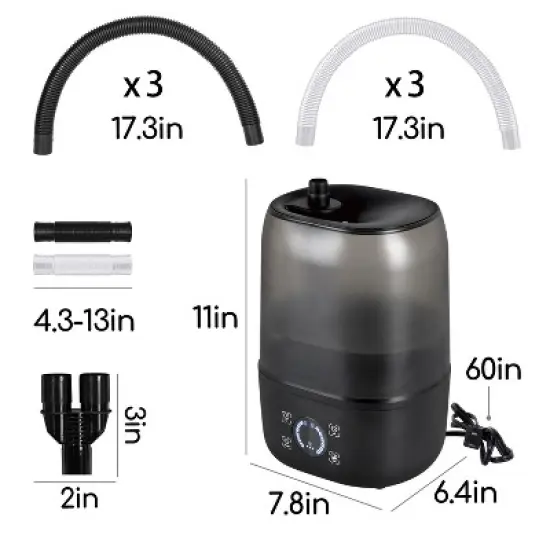 REPTI ZOO Digital Timing Reptile Fogger, Automatic Reptile Humidifier with Double Hose & 4L Reservoir, Large Reservoir Terrarium Humidifier image {2}