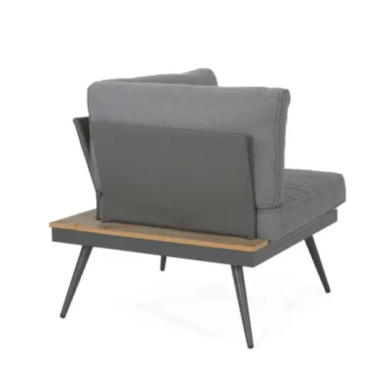 94.5" Outdoor Patio Aluminum L-Shaped Sectional Sofa Set with Coffee Table and Side Table image {4}