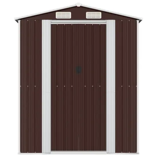 vidaXL Large Outdoor Garden Storage Shed in Dark Brown - Galvanized Steel Design for Durability - Spacious for Tools and Equipment Storage image {2}