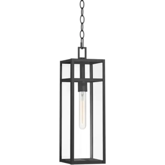 John Timberland San Lucas 19 1/2" High Modern Outdoor Pendant Light Fixture Ceiling Porch House Exterior Hanging Sand Black Metal Clear Glass Shade image {9}
