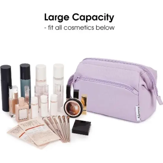 Narwey Makeup Bag Women Wide-open Make up Bag Travel Cosmetic Bag image {2}