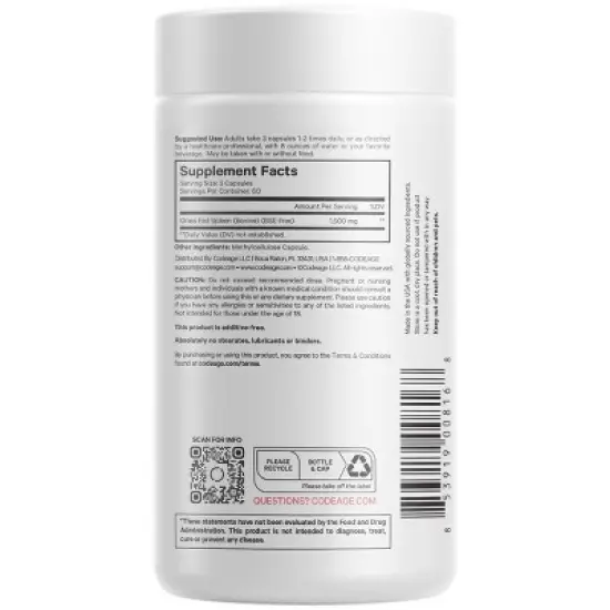 Codeage Grass-Fed Beef Spleen Pasture-Raised Non-Defatted Glandular Supplement - 180ct image {1}