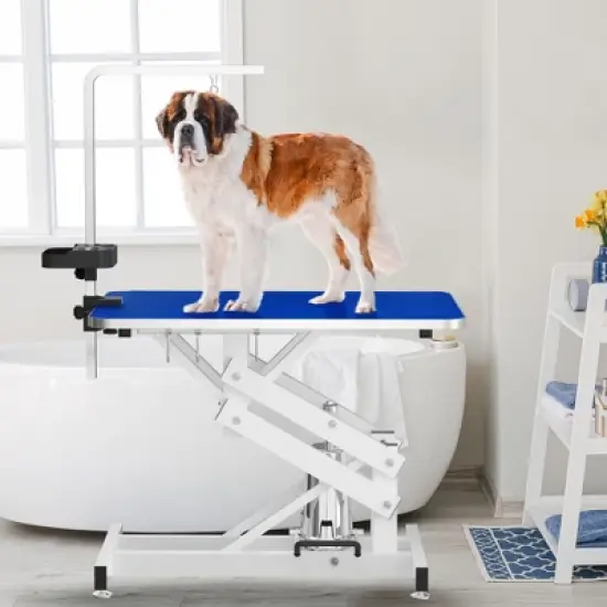 43 Inch Aluminum Frame Foldable Dog Grooming Table for Home with Adjustable Arm, Noose, Non-Slip Surface, and Storage Mesh Tray image {6}