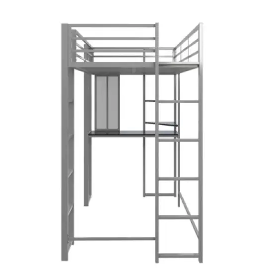 Twin Adele Loft Bed with Desk Silver - Room & Joy image {6}