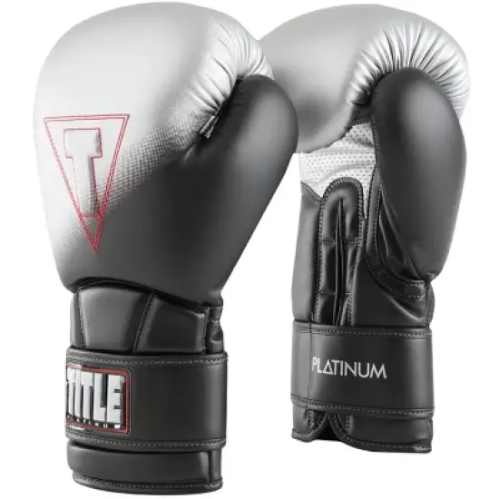 Title Boxing Platinum Proclaim Hook and Loop Training Gloves - Black/Silver image {2}