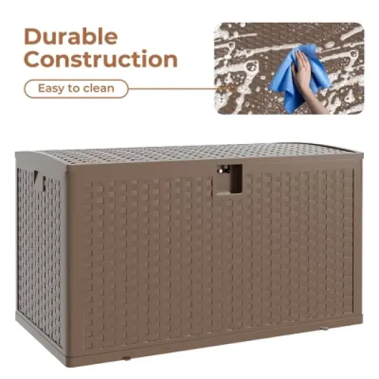 120 Gallon Outdoor Storage Box Waterproof, Lockable Resin Deck Box, Deck Box Container for Furniture Cushions, Garden Tools, Pool Accessories image {6}