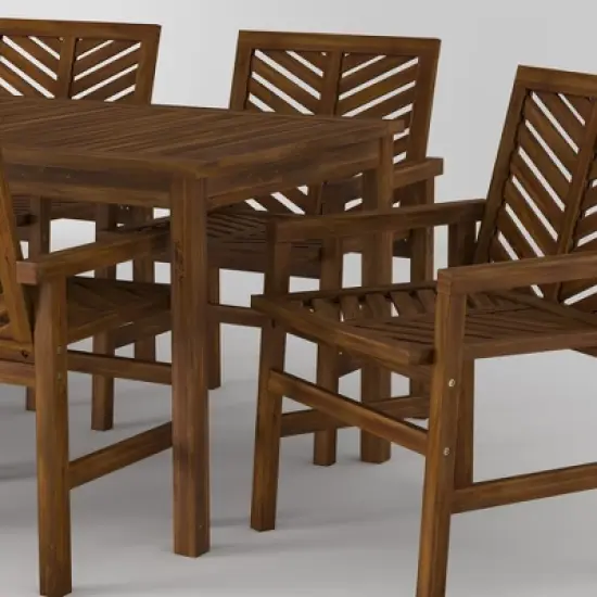 7pc Slatted Chevron Acacia Patio Dining Set - Saracina Home image {7}