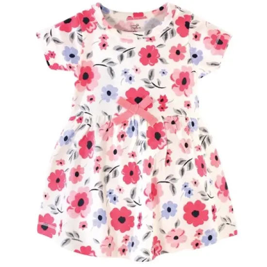 Touched by Nature Baby and Toddler Girl Organic Cotton Short-Sleeve Dresses 2pk, Coral Garden image {2}