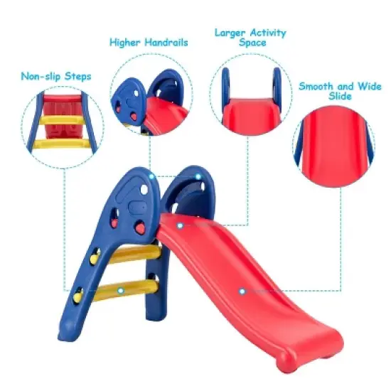 Costway 2 Step Children Folding Slide Plastic Fun Toy Up-down Suitable for Kids image {3}