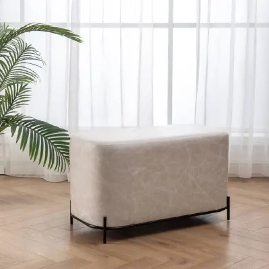 32" Modern Decorative Bench with Metal Base - WOVENBYRD image {21}