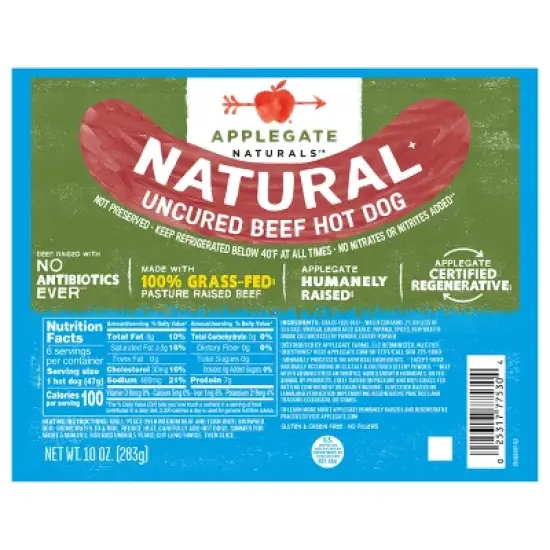 Applegate Natural Grass-Fed Uncured Beef Hot Dog - 10oz image {8}
