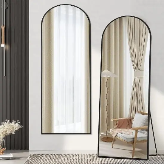 Serio 65" Height x 22" Width Oversize Arch-Crowned Top Full Length Floor Mirror with Stand-The Pop Home image {9}