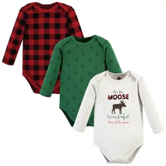Hudson Baby Unisex Baby Cotton Long-Sleeve Bodysuits, Moose Wonderful Time image {9}