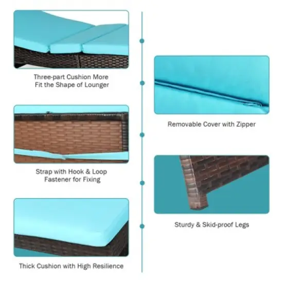 Tangkula 2-Piece Patio Adjustable Rattan Chaise Lounge Chair Folding Reclining Wicker Chair image {4}