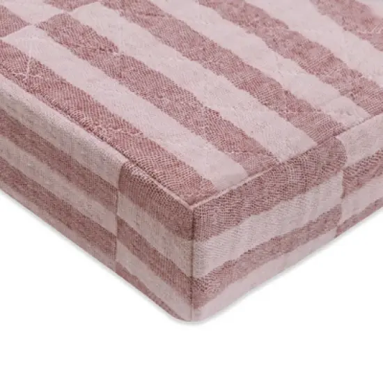 Babyletto Quilted Muslin Changing Pad Cover, GOTS Certified Organic Cotton - Maroon Stripe image {6}